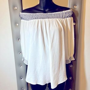 Off the shoulder black and white top